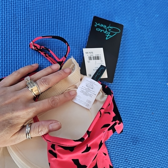 Nwt Aqua Green Women's UPF 50 Tiered Tankini And Skirt Bottom Set Size M - Picture 7 of 12
